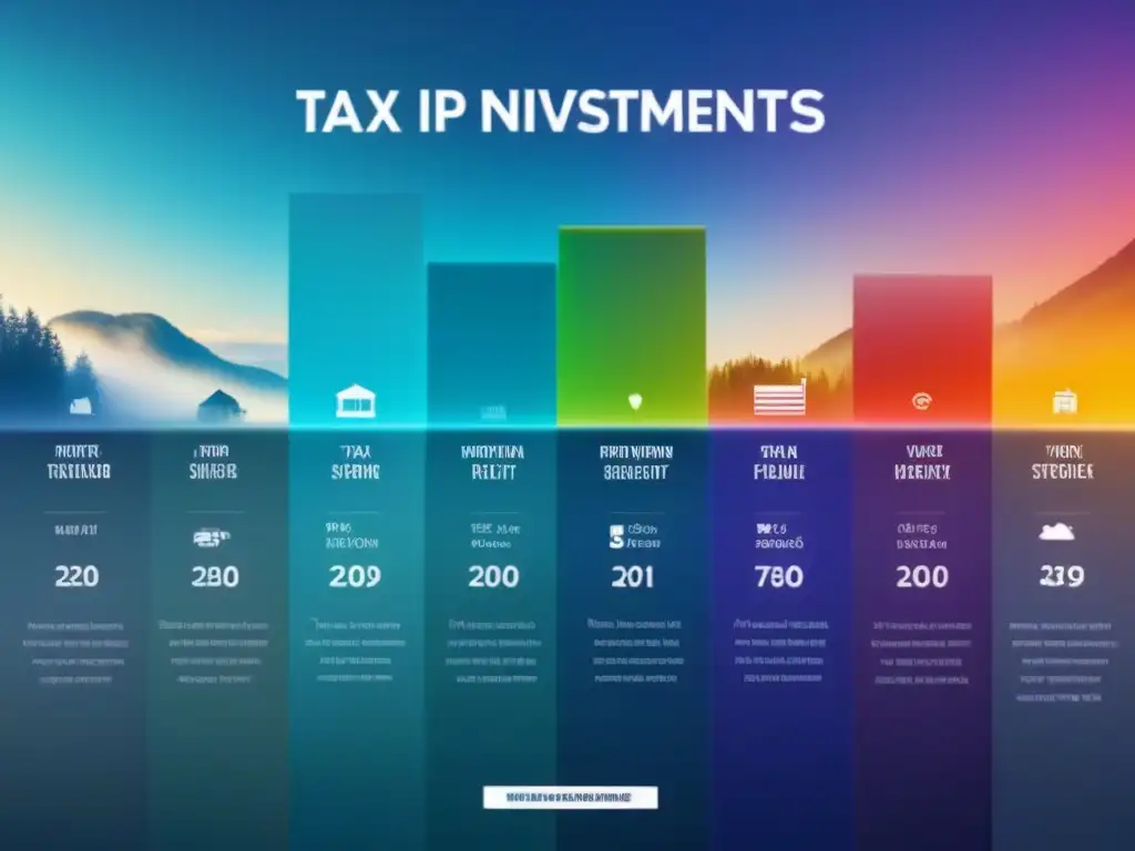 Infografía detallada sobre impuestos en inversiones inmobiliarias Infografía detallada y moderna sobre la planificación fiscal en inversiones inmobiliarias con colores vibrantes