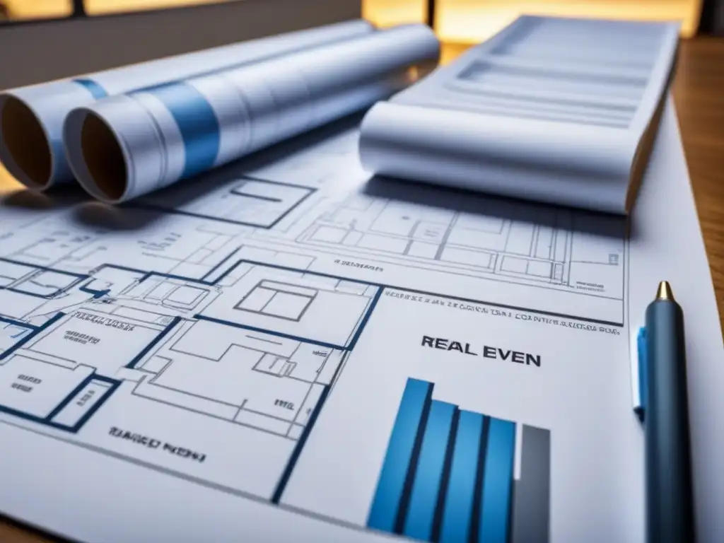 Plano arquitectónico de lujo: detalle en 8k Detallado plano arquitectónico de lujo en tonos azules y grises