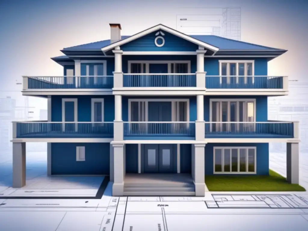 Blueprint innovador para renovación arquitectónica detallada Detallado plano arquitectónico moderno con líneas de crédito para restauración, innovación y planificación financiera