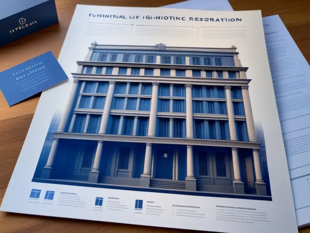 Restauración histórica: plano detallado de arquitectura Detallado plano arquitectónico de restauración histórica en valor propiedad, fusionando historia y técnica moderna