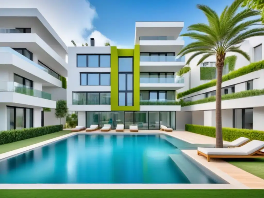 Planos de edificio de lujo en España con terraza verde Detallado plano de arquitectura de edificio contemporáneo en España con terraza y vegetación