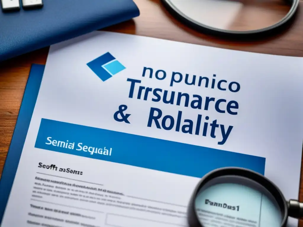 Documento de seguro de hogar detallado: coberturas claras y profesionales Un detallado seguro de vivienda con términos clave resaltados y diseño profesional en azules, blancos y grises