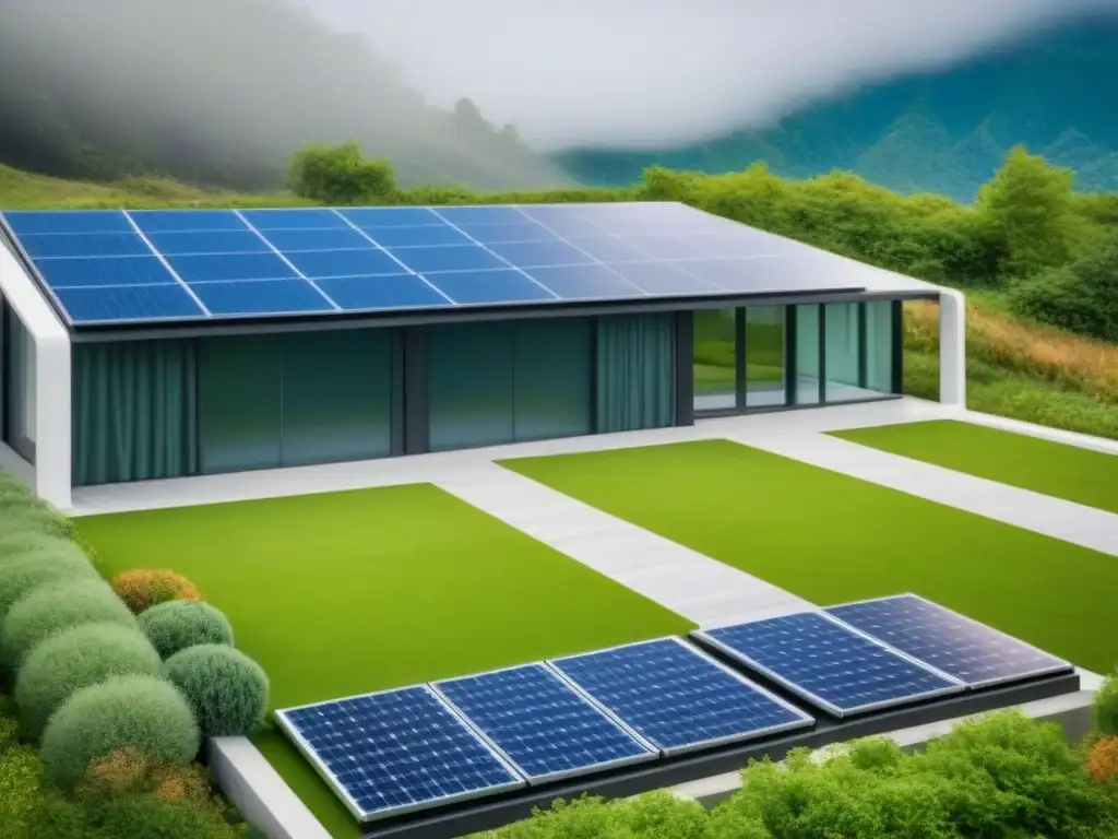 Plan arquitectónico sostenible: integración de naturaleza y tecnología Detalle arquitectónico de un moderno proyecto verde que integra tecnología y naturaleza en armonía, por arquitecto especializado en proyectos verdes