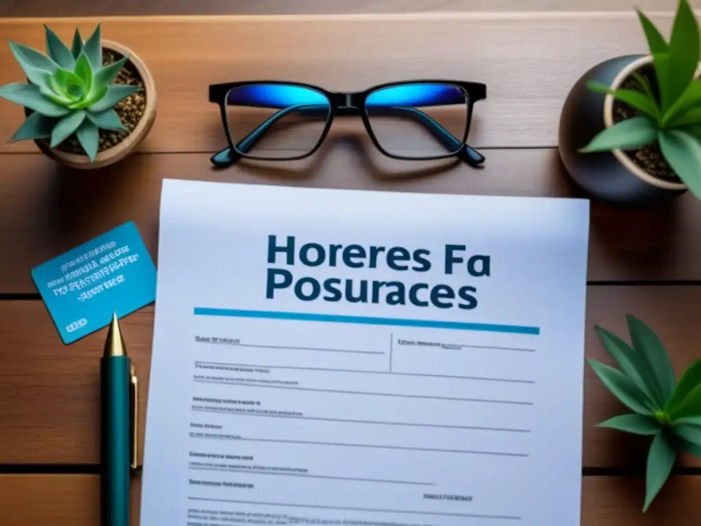 Documentación de Seguro de Hogar 2023: Elegancia y Confianza Detalle impresionante de póliza de seguro de propietarios de vivienda 2023 en lujoso escritorio de madera