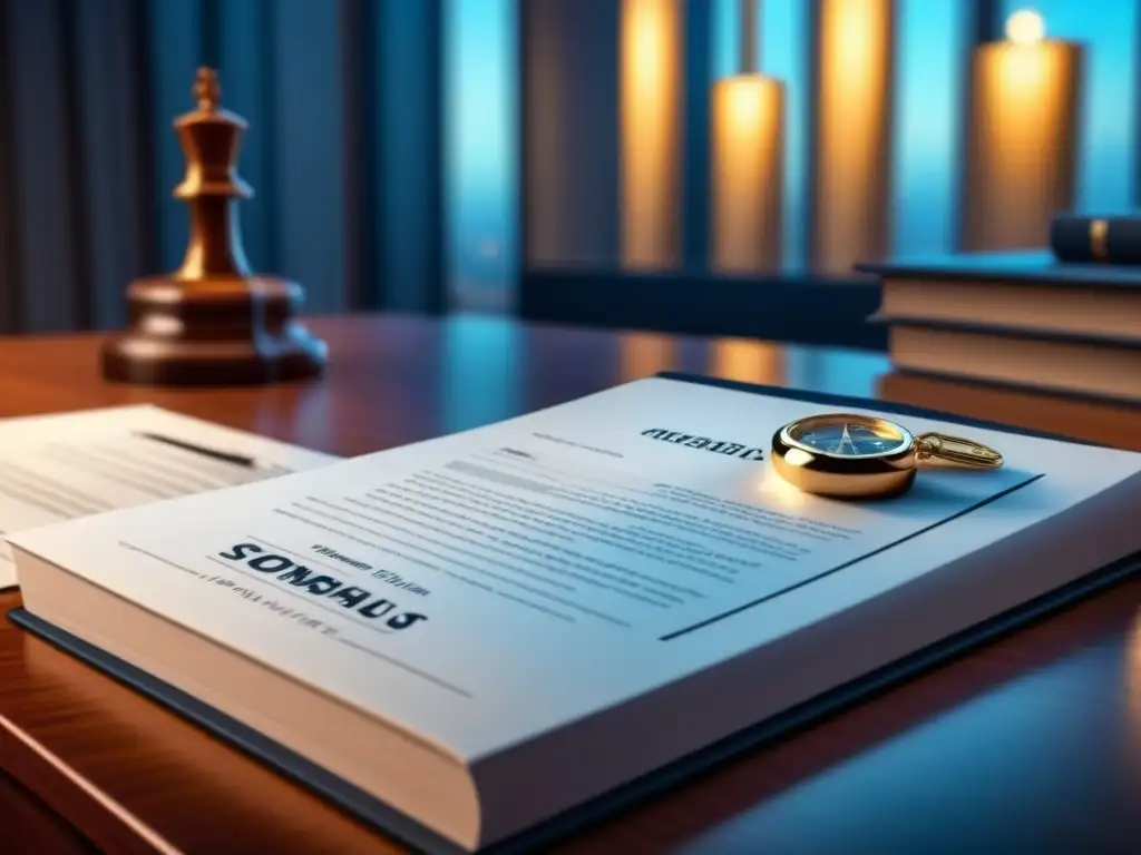 Venta de propiedades de lujo: aspectos legales y financieros Detalle de venta de propiedad de lujo con documentos legales, gráficos financieros y llaves, enfocando en guía legal e implicaciones fiscales
