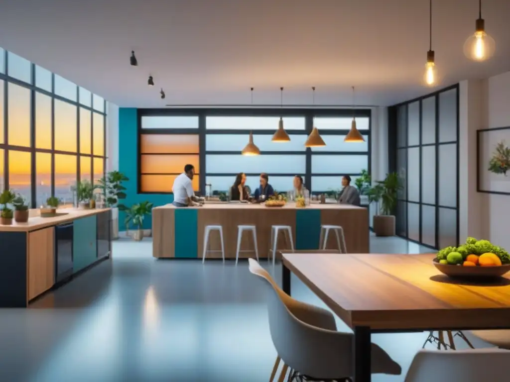 Contraste coworking y coliving: oportunidades para inversores Diferencias entre coworking y coliving: imagen detallada con profesionales en oficina y comunidad compartiendo actividades