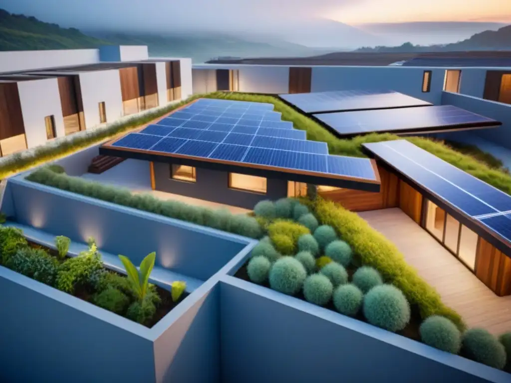 Plan arquitectónico sostenible: diseño innovador y ecoamigable Un diseño arquitectónico innovador con consejos normativas construcción desarrolladores, destacando tecnologías sostenibles
