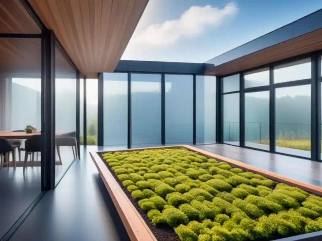 Arquitectura sostenible: diseño moderno con ventilación natural Un diseño arquitectónico moderno y sostenible con ventilación natural para confort térmico