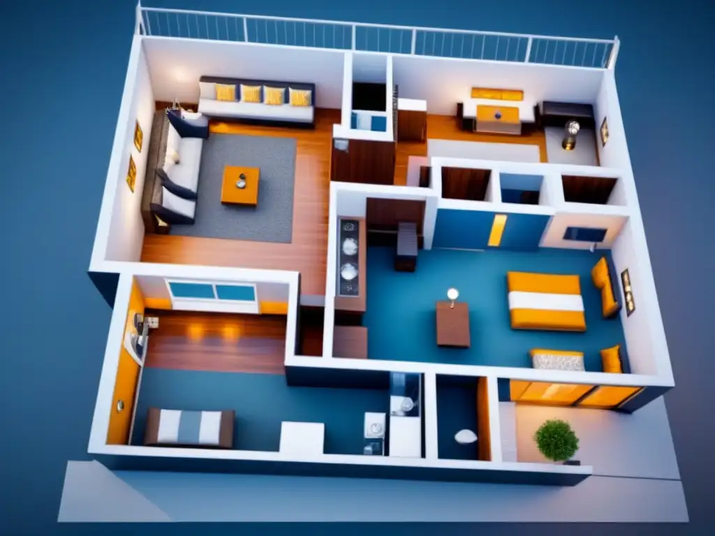 Blueprint de rascacielos: diseño detallado y moderno para inversores Diseño detallado de edificio moderno en azul y toques de color, ideal para evaluación activos inmobiliarios herramientas
