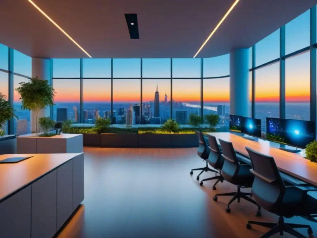 Espacio comercial futurista: diseño minimalista y vibrante en 8k Diseño espacios comerciales multifuncionales 2023: Espacio futurista con diseño minimalista, mobiliario innovador y ambiente cálido