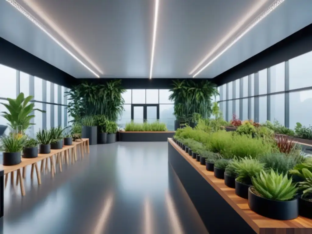 Espacio comercial sostenible: diseño innovador y ecoconsciente en 8k Diseño sostenible en espacios comerciales multifuncionales con elementos naturales y ecofriendly