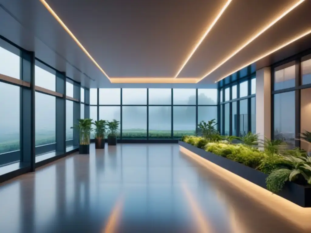 Espacio comercial moderno ecoeficiente: diseño sostenible y contemporáneo Diseño sostenible en espacios comerciales multifuncionales con elementos ecoamigables y contemporáneos