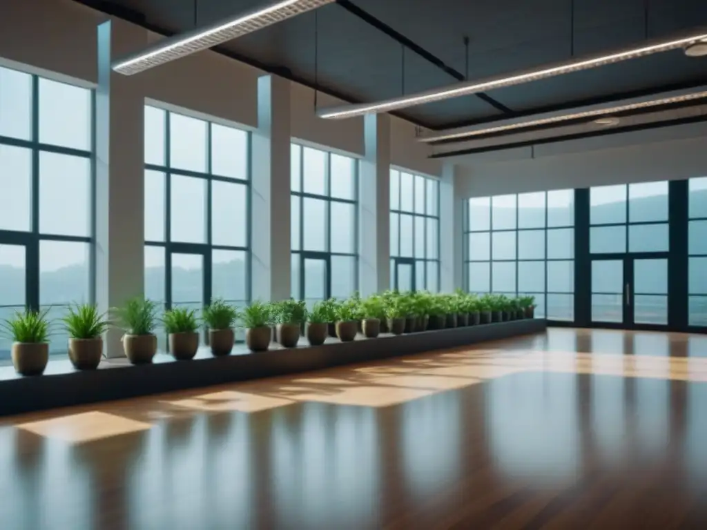 Diseño comercial futurista y sostenible: espacios luminosos y ecoamigables Diseño sostenible de espacios comerciales multifuncionales con iluminación natural y muebles ecofriendly