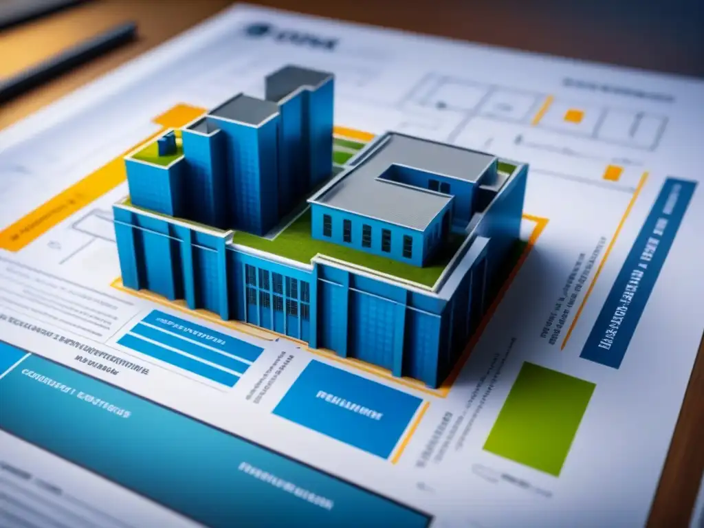 Blueprint de alianza estratégica entre inmobiliarias Diseño ultradetallado de una moderna maqueta arquitectónica que simboliza los beneficios de las asociaciones estratégicas en la inmobiliaria