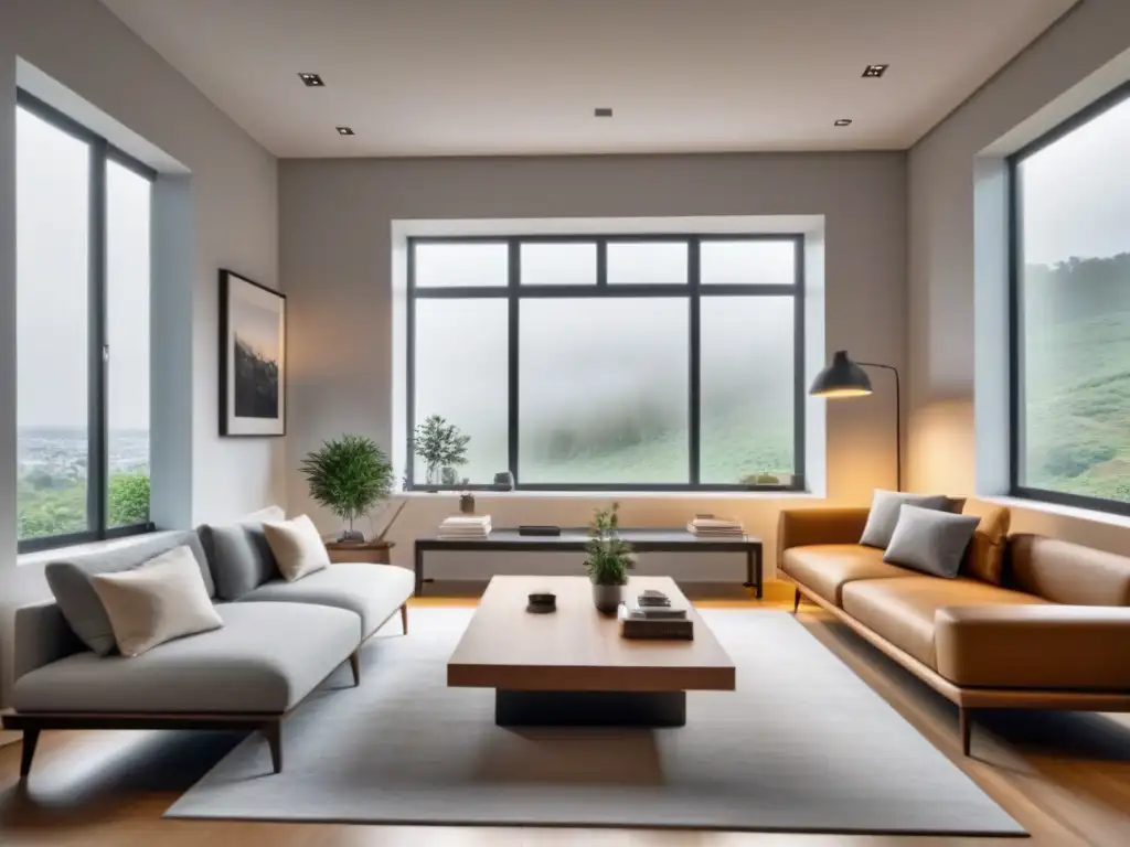 Espacio versátil: oficina y sala de estar en uno Diseños espacios flexibles vida moderna: Sala de estar de concepto abierto con zona de oficina integrada y mobiliario modular versátil