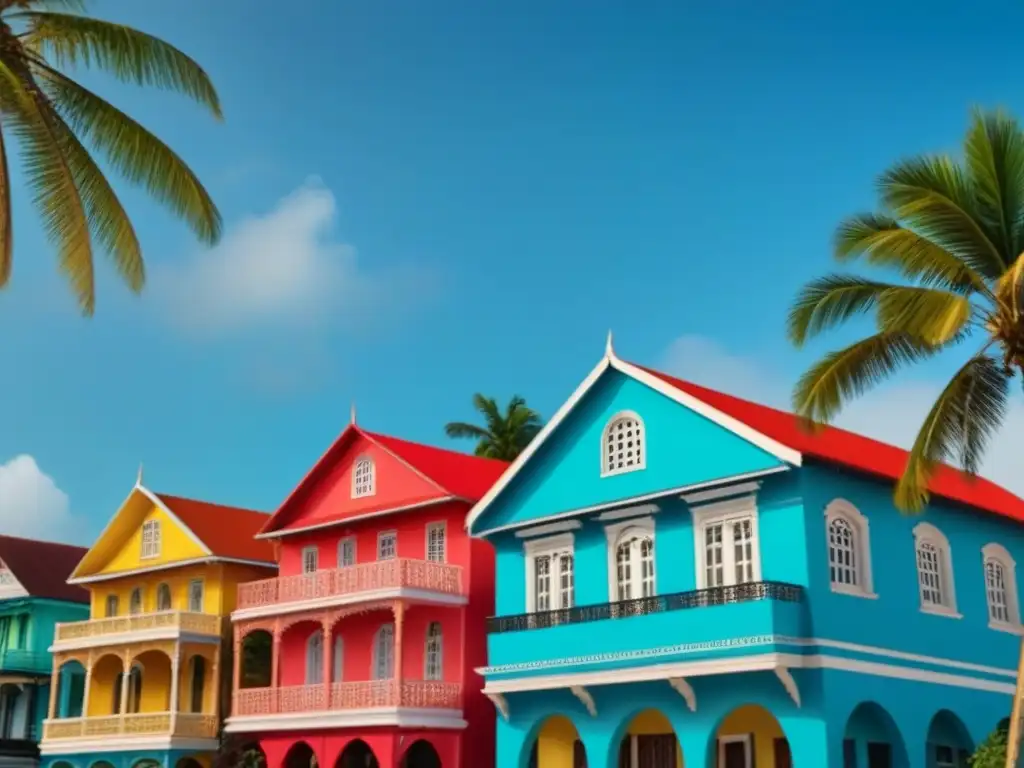 Arquitectura diversa de Trinidad y Tobago Fotografía de la diversa arquitectura de Trinidad y Tobago bajo el cielo azul, reflejando la rica herencia cultural y moderno desarrollo del país