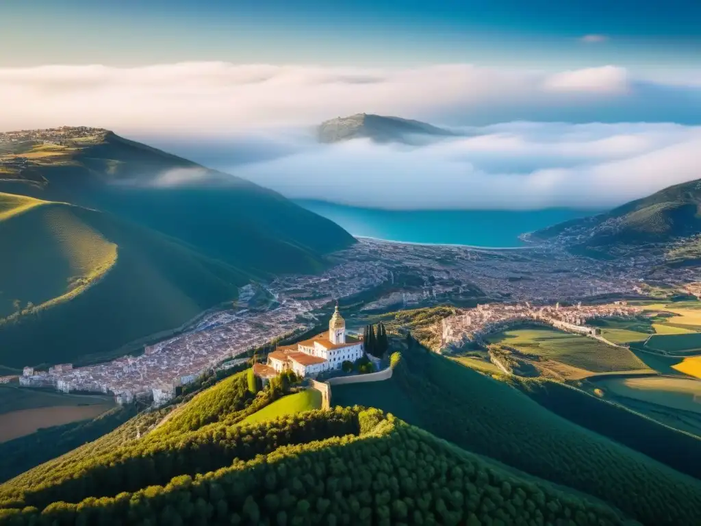 Esencia de España: paisajes variados desde el aire Explora la diversidad de paisajes de España: ciudades vibrantes, colinas verdes, playas doradas y montañas nevadas