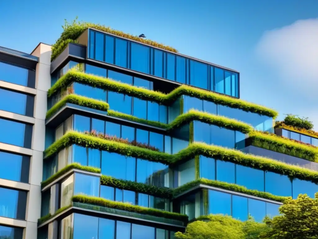 Edificio sostenible de diseño innovador en armonía con la naturaleza Edificio de alta gama con diseño sostenible, integrando naturaleza y arquitectura