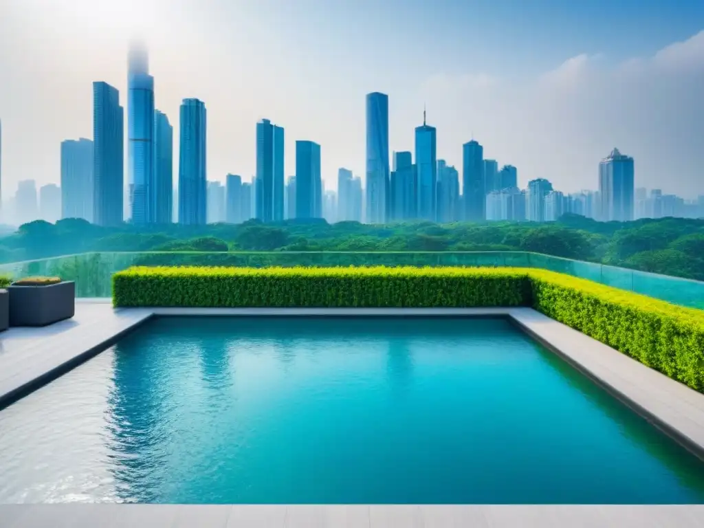 Edificio de lujo en el centro urbano: moderno, elegante y exclusivo Un edificio de apartamentos de lujo en el corazón de la ciudad, rodeado de un parque verde y rascacielos modernos