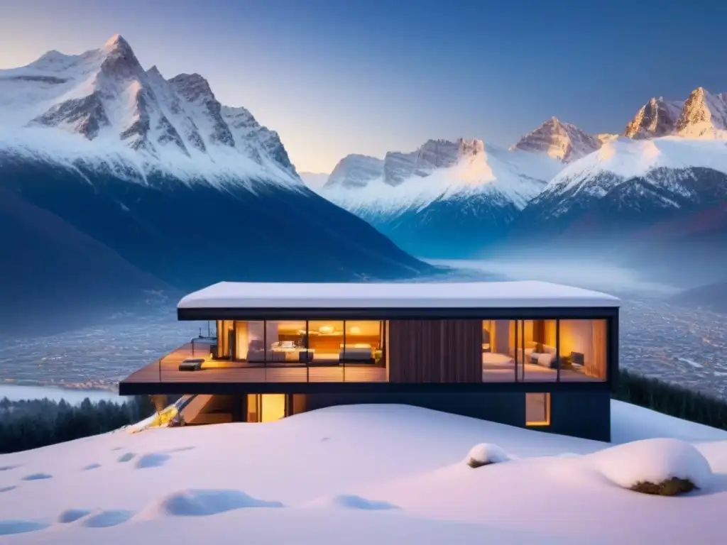 Edificio ecológico en la nieve: innovación en aislamiento térmico Edificio ecoamigable y vanguardista en paisaje nevado muestra mejores técnicas aislamiento térmico
