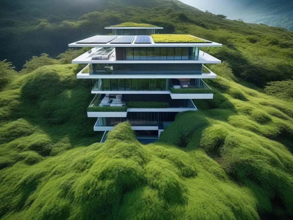 Edificio sostenible: diseño moderno en armonía con la naturaleza Edificio ecológico con diseño sostenible y beneficios de construcción verde