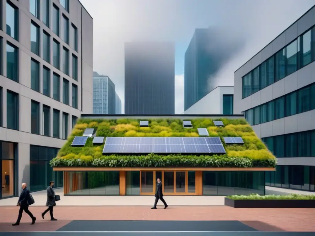 Arquitectura ecoamigable: fusión histórica y moderna en la ciudad Edificio ecológico moderno en armonía con la historia: fusiona diseño sostenible con arquitectura tradicional