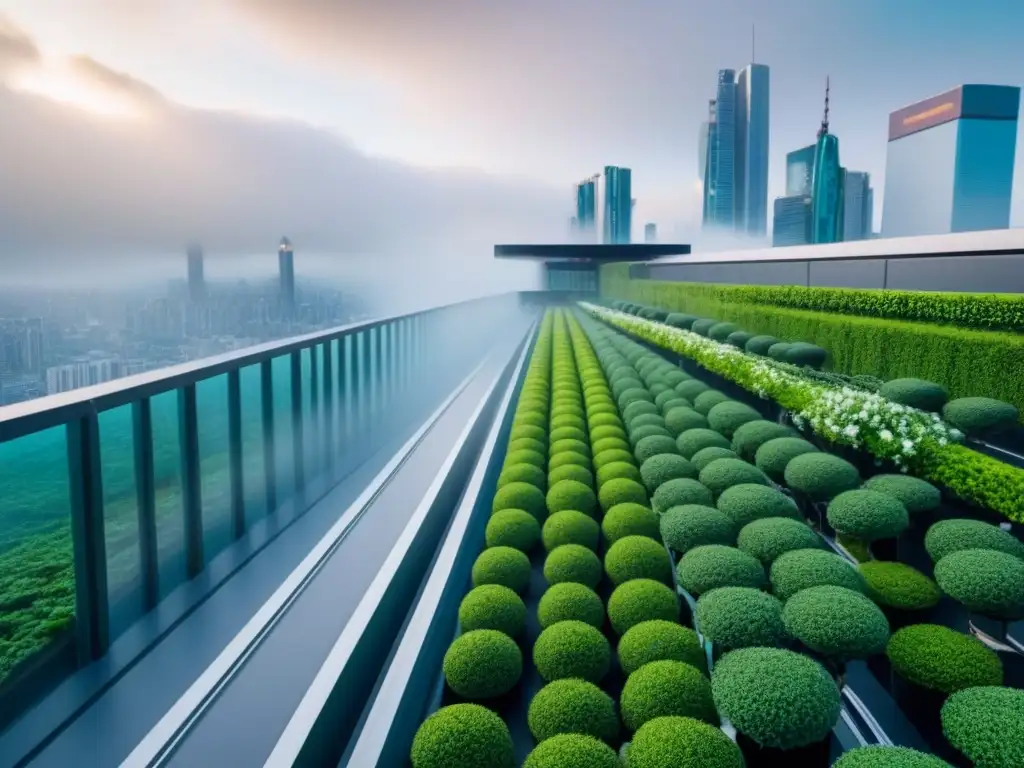 Arquitectura futurista: innovación AI y naturaleza en ciudad Edificio futurista con IA en arquitectura, integrando naturaleza y tecnología en una ciudad vibrante