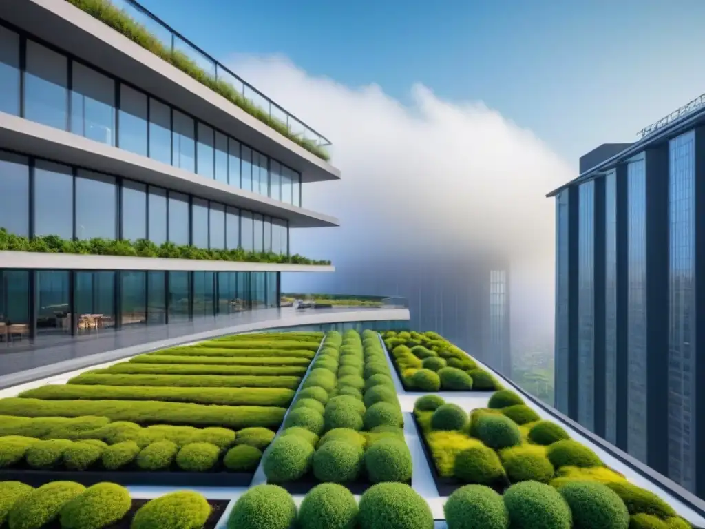 Edificio ecológico futurista con diseño innovador BREEAM certificado Un edificio futurista con Certificaciones BREEAM inmueble sostenibilidad valor
