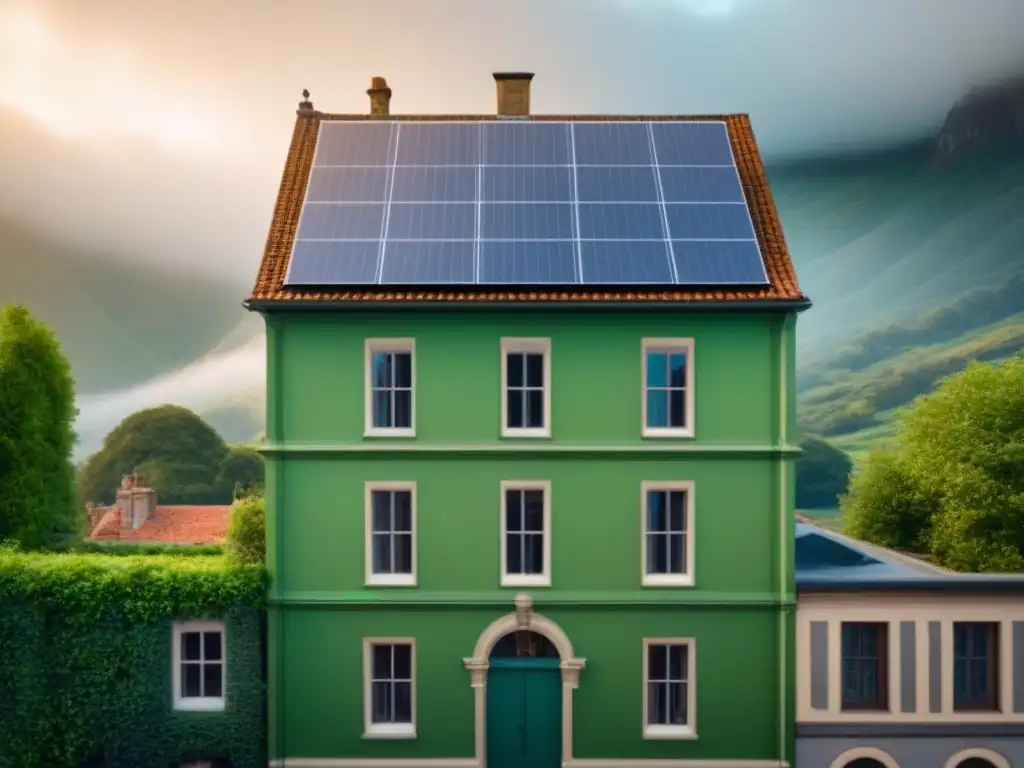 Edificio histórico con características sostenibles integradas, simbolizando la conservación sostenible de edificios históricos