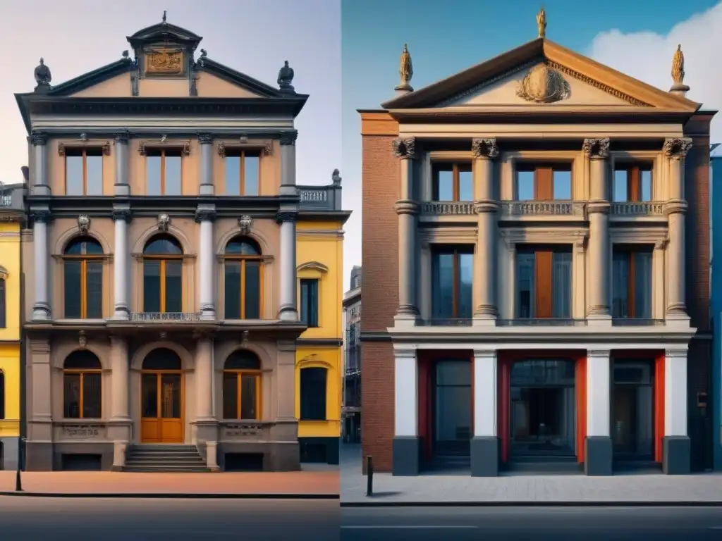 Transformación histórica: Antes y Después de restauración en el centro de la ciudad Transformación de edificio histórico: antes y después de restauración con subvenciones regionales