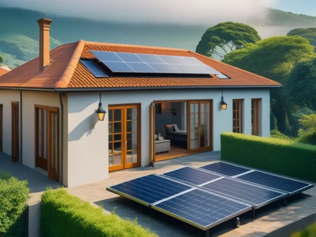 Arquitectura histórica y sostenible: un oasis verde en la ciudad Edificio histórico con modernización ecológica y detalles arquitectónicos, resplandeciendo bajo la luz solar
