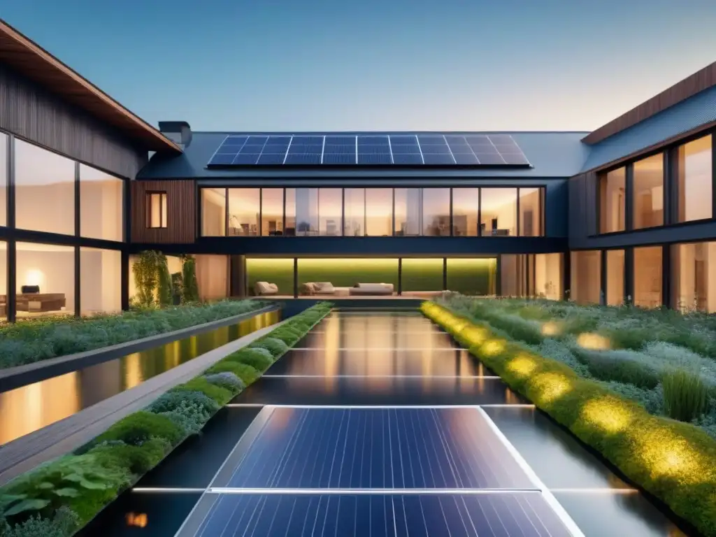 Edificio histórico con diseño ecológico: símbolo de armonía y sostenibilidad Edificio histórico con modernización ecológica: paneles solares, techos verdes y arquitectura futurista integrados en perfecta armonía
