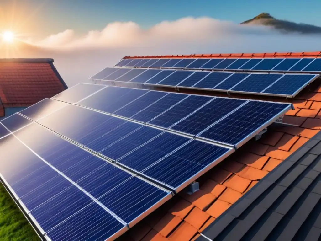 Armonía solar en edificio histórico: tradición y tecnología renovable Edificio histórico con paneles solares, simbolizando la integración de energías renovables efectiva
