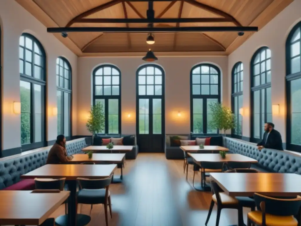 Edificio histórico restaurado con diseño moderno y funcional Un edificio histórico restaurado con éxito, fusionando arquitectura tradicional y elementos modernos, adaptando espacios históricos