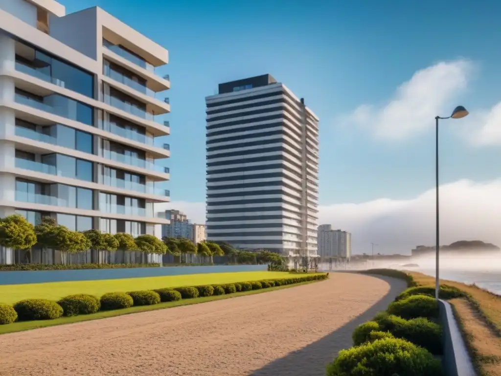 Edificio de lujo en Uruguay: diseño moderno, vista urbana vibrante