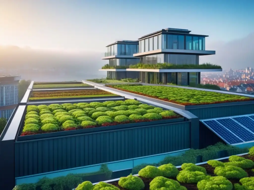 Complejo sostenible: innovación arquitectónica urbana Edificio moderno con certificaciones ambientales en la ciudad