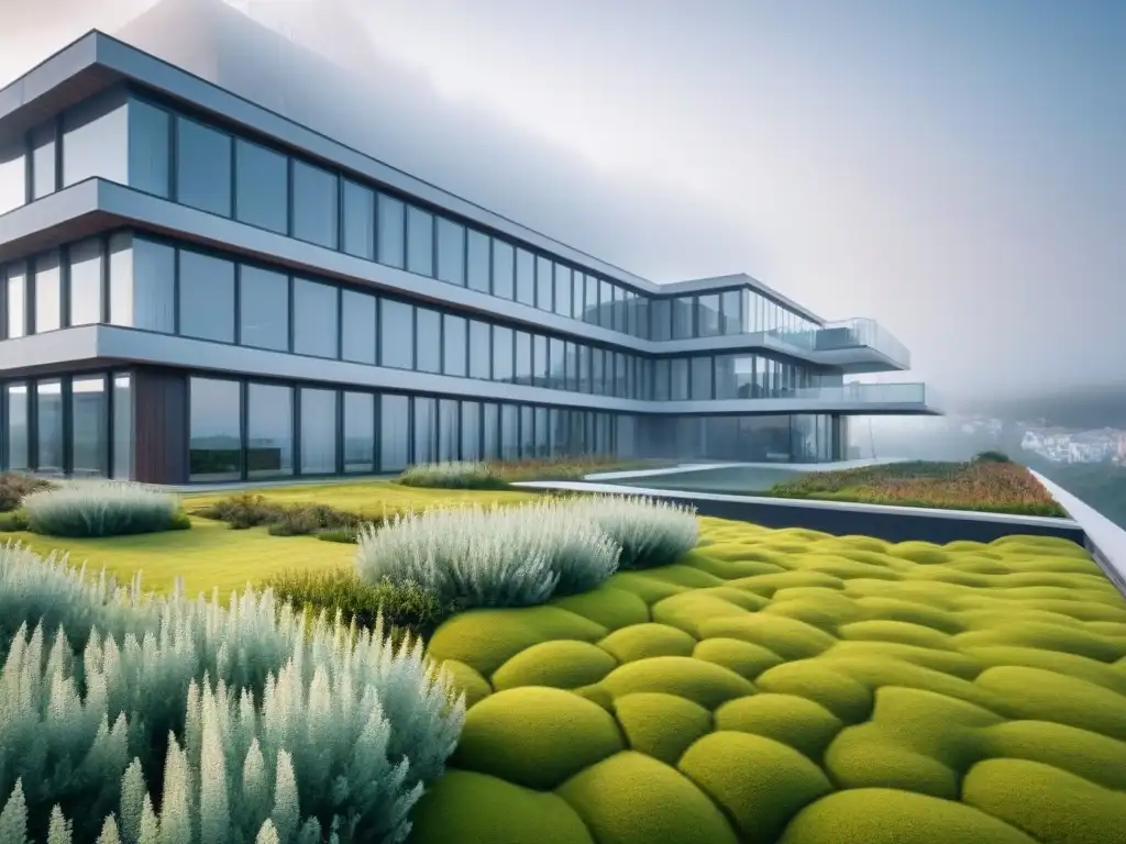 Arquitectura bioclimática: diseño sustentable en entorno natural Edificio moderno con diseño bioclimático integrado en entorno natural, ejemplificando armonía entre sostenibilidad y estética contemporánea