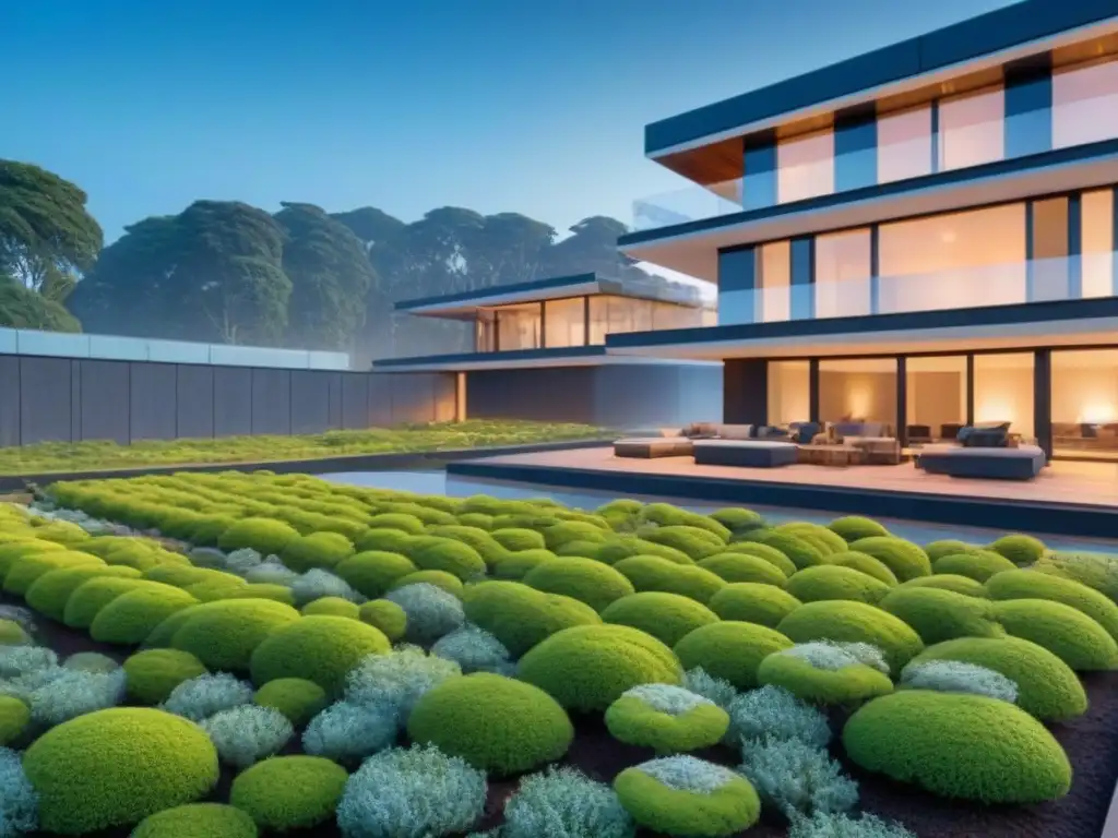 Edificio sostenible: arquitectura moderna en armonía con la naturaleza Edificio moderno con diseño sostenible y armonía con la naturaleza