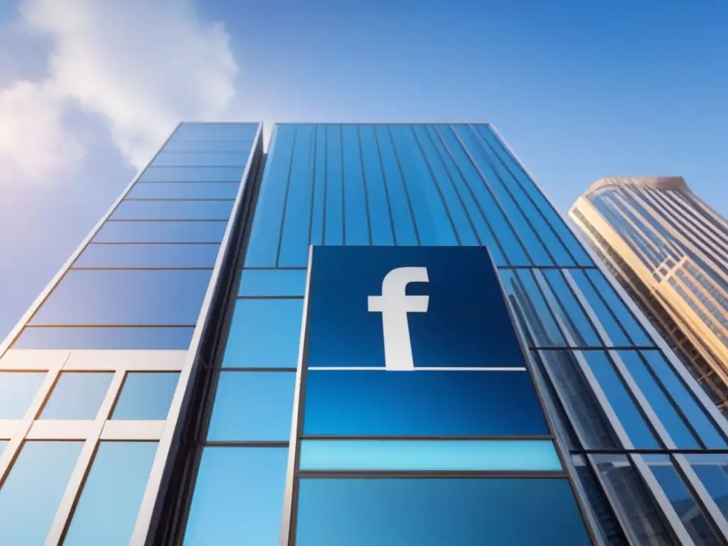 Edificio moderno con iconos sociales: fusión futurista Edificio moderno con iconos de redes sociales integrados en su fachada, fusionando inversión en propiedades comerciales con redes sociales