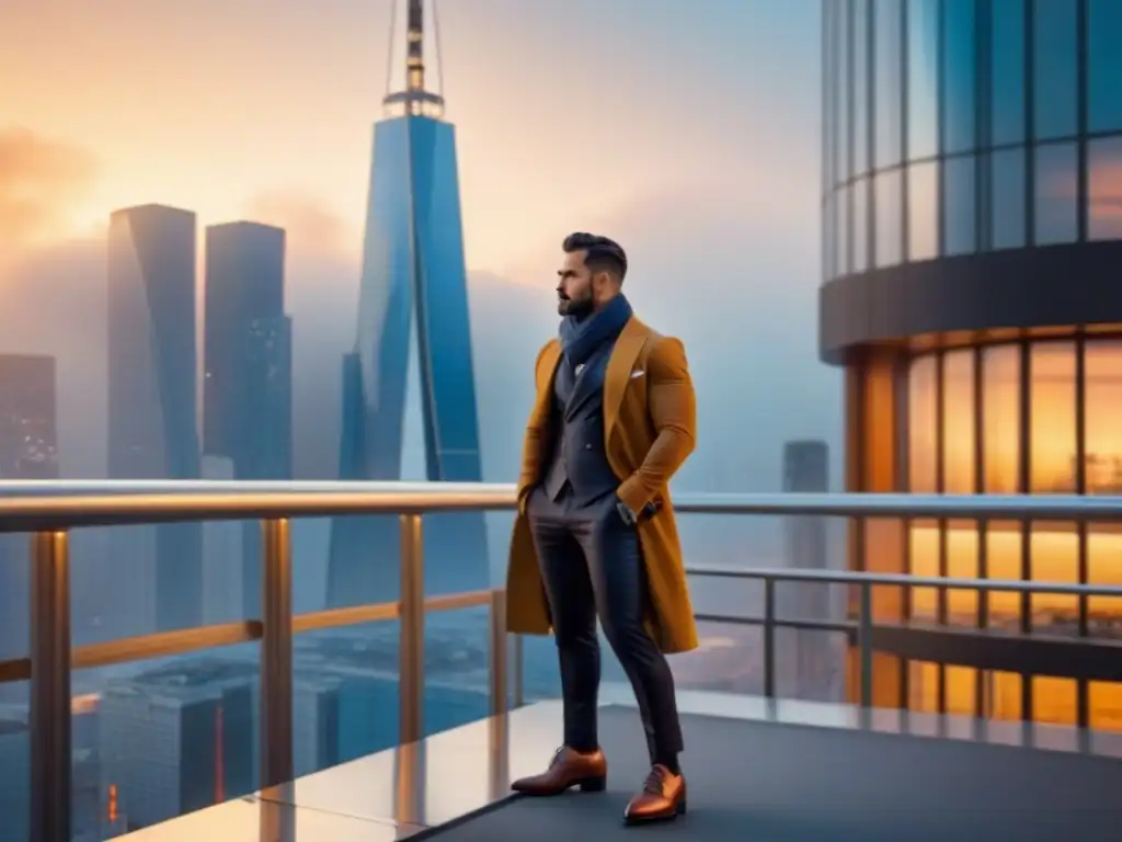 Rascacielos moderno al atardecer: éxito y sofisticación en la ciudad Edificio moderno de lujo en la ciudad al atardecer, reflejando el éxito y las Ventas en Corto Mercado Inmobiliario