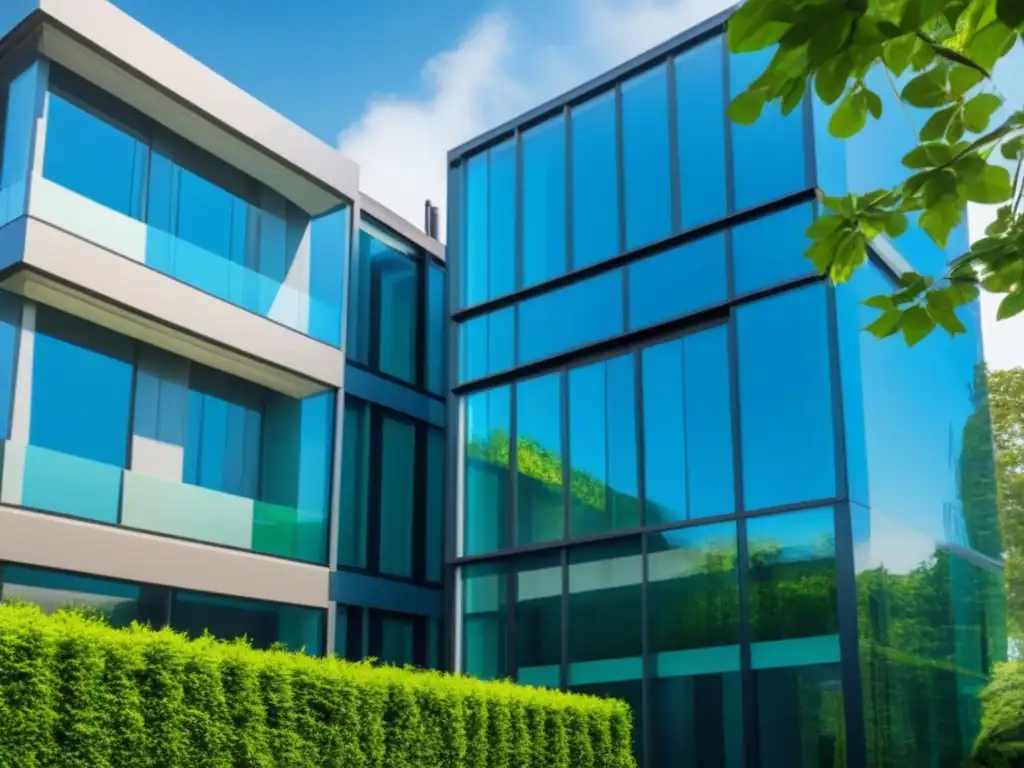 Edificio sostenible: lujo y ecoamigable Un edificio moderno y lujoso con certificaciones verdes, reflejando compromiso con la sostenibilidad en el mercado inmobiliario