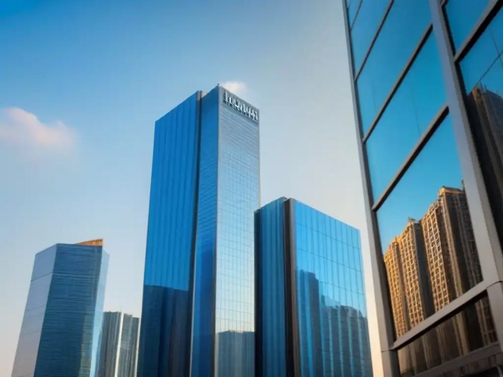 Edificio de oficinas moderno y lujoso en la ciudad Edificio moderno de oficinas con diseño elegante, reflejando éxito en inversiones inmobiliarias internacionales políticas gubernamentales