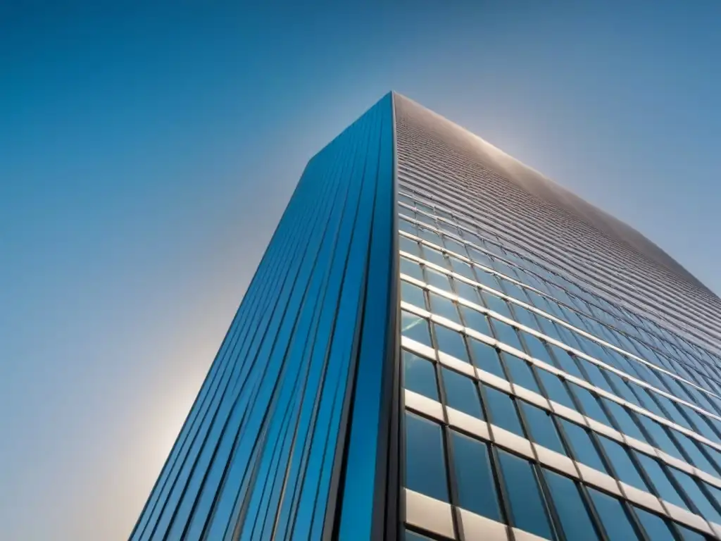 Edificio moderno de oficinas: reflejo urbano en 8k Edificio moderno de oficinas con fachada de vidrio, reflejando la ciudad