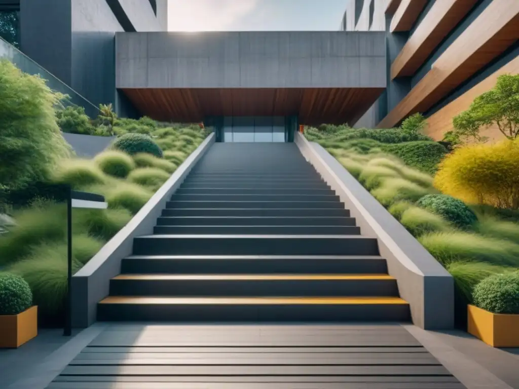 Edificio accesible en Ciudad de México: inclusión urbana Edificio moderno en CDMX con requisitos accesibilidad inmuebles México, rampas amplias, señalética clara y vegetación exuberante