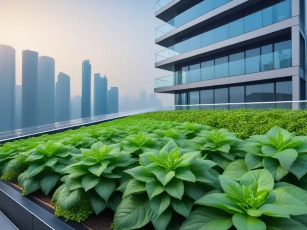 Edificio ecoinnovador en la ciudad del futuro Un edificio moderno con tecnologías verdes innovadoras y diseño climáticamente resistente, integrado a la naturaleza urbana