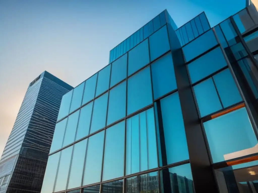 Edificio moderno en 8k: éxito y rentabilidad en inversión inmobiliaria Edificio moderno con ventanales, reflejando la ciudad, simbolizando éxito y rentabilidad en la inversión de bienes raíces