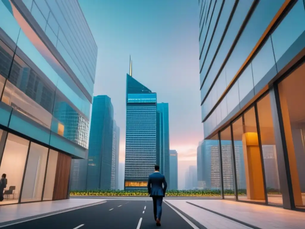 Inversión inmobiliaria: edificio moderno en auge Edificio de oficinas moderno en la ciudad, reflejando estabilidad y crecimiento en inversiones de seguros propiedades comerciales