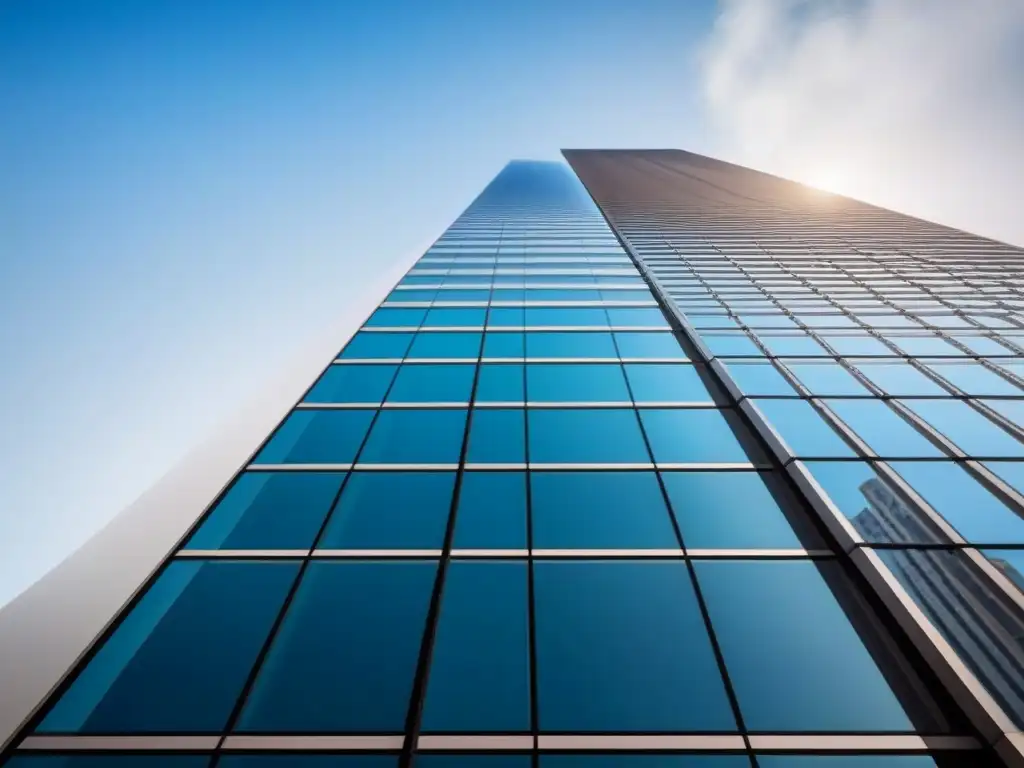 Edificio de oficinas moderno y seguro en 8k Un edificio de oficinas moderno y elegante, reflejando la ciudad en su fachada de vidrio