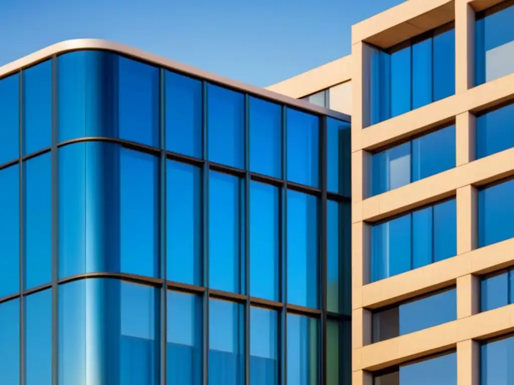 Edificio moderno en España: imagen 8k de oficina postBrexit Un edificio de oficinas moderno en España, reflejando el vibrante entorno urbano