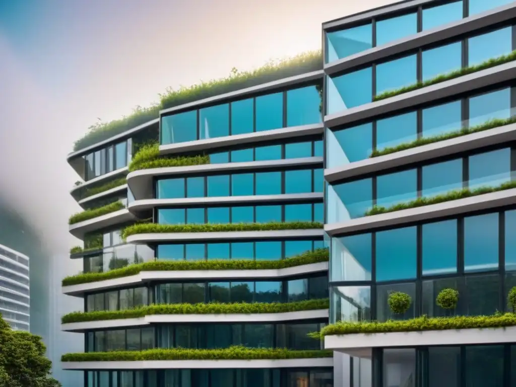 Edificio sostenible y futurista con diseño innovador y espacios flexibles Edificio sostenible con diseño futurista y espacios flexibles para las tendencias del mercado inmobiliario